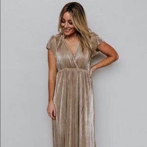 Athena Gold Pleated Maxi Dress -worn only one time